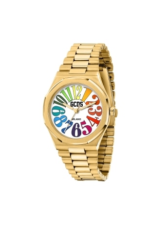 Gcds orlogio unisex time bomb in acciao oro quadrante bianco  indici arabi