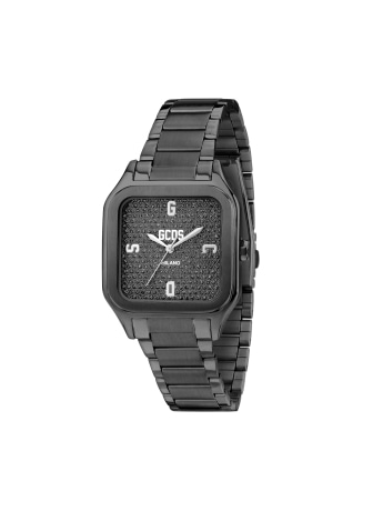 Gcds orologio unisex virgo safari in acciaio nero quadrante nero full strass indici logo