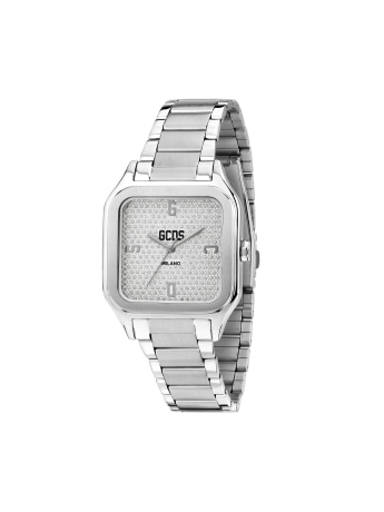 Gcds orologio unisex virgo safari in acciaio silver quadrante silver full strass indici logo