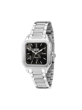 Gcds orologio unisex virgo safari in acciaio silver  quadrante nero indici baguette