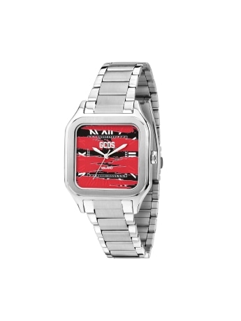 Gcds orologio unisex virgo safari in acciaio silver  quadrante rosso indici romani