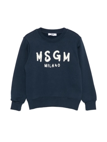 Msgm felpa kids/junior unisex in cotone blu con logo