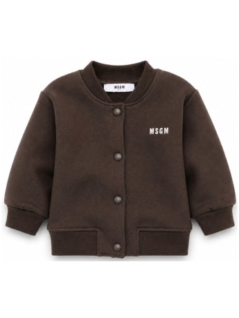 Msgm giubbotto  bomber infant in cotone marrone con logo