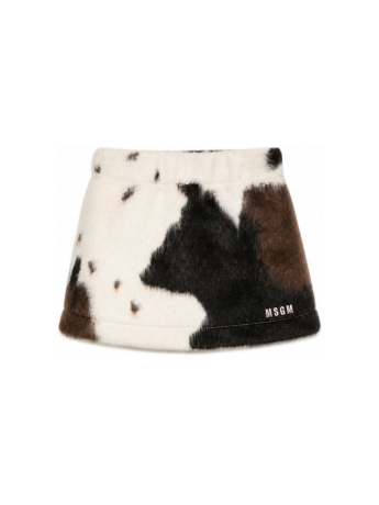 Msgm mini gonna infant in ecopelliccia animalier con logo