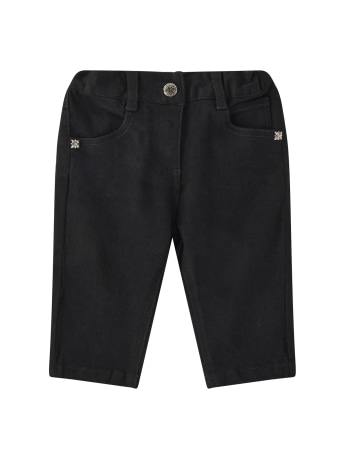 John Richmond jeans infant in denim di cotone nero con logo tartan sul retro