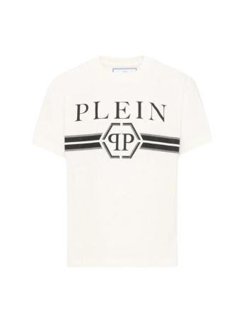 Philipp Plein t-shirt kids/junior in cotone panna con macro logo