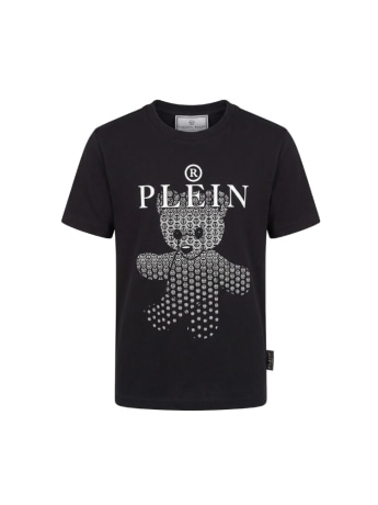 Philipp Plein t-shirt kids/junior in cotone nero con stampa teddy