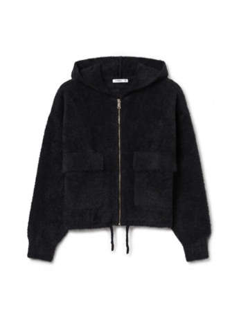 Tiffosi felpa donna joan nera con zip e cappuccio plush