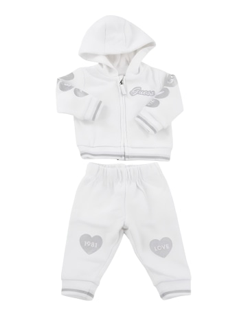 Guess set tuta infant in cotone bianco con logo
