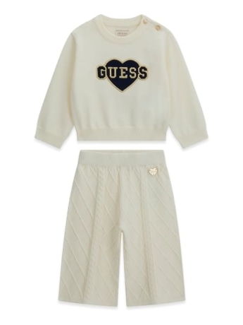 Guess set tuta infant  felpa e pantalone panna con logo