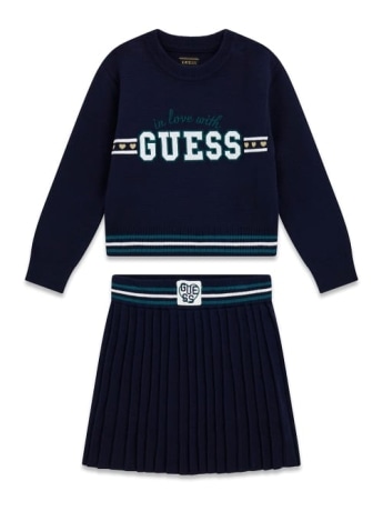 Guess set kids maglia e gonna blu con logo college