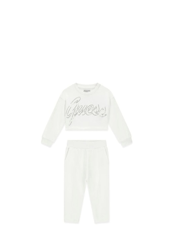 Guess set tuta infant/kids in cotone bianco con firma logo