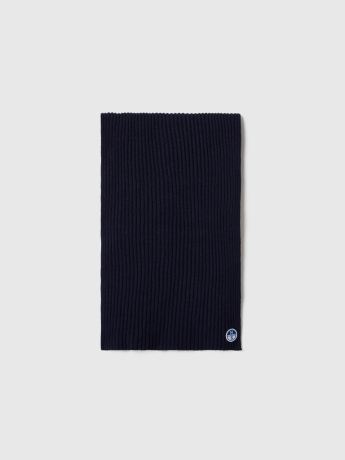 North Sails sciarpa uomo  a coste in cotone e lana blu