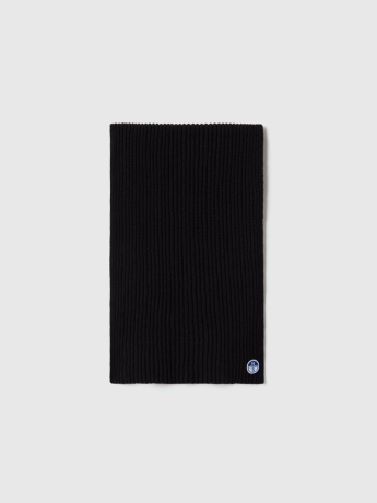North Sails sciarpa uomo  a coste in cotone e lana nera