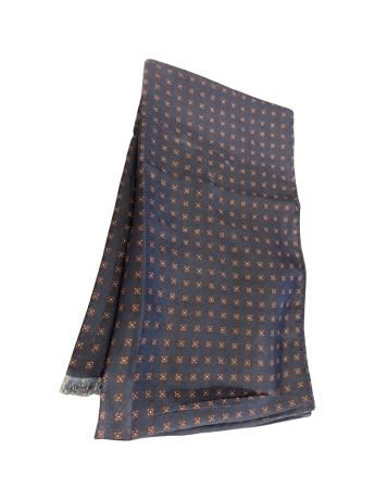 Atelier Du Sac sciarpa donna blu con fantasia ocra