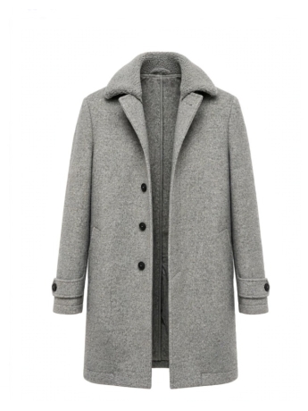 Twenty One by carnevale cappotto uomo in lana grigio chiaro melange con collo pelliccia