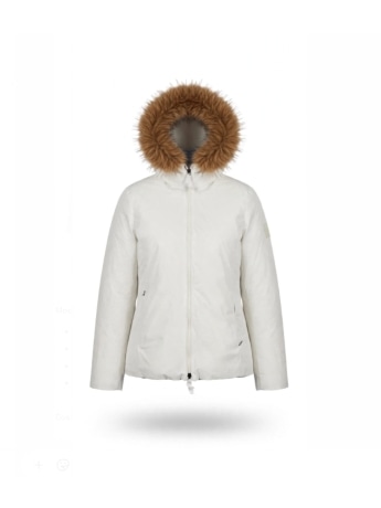 Refrigue giubbotto donna hemma fur bianco con cappuccio e pelliccia